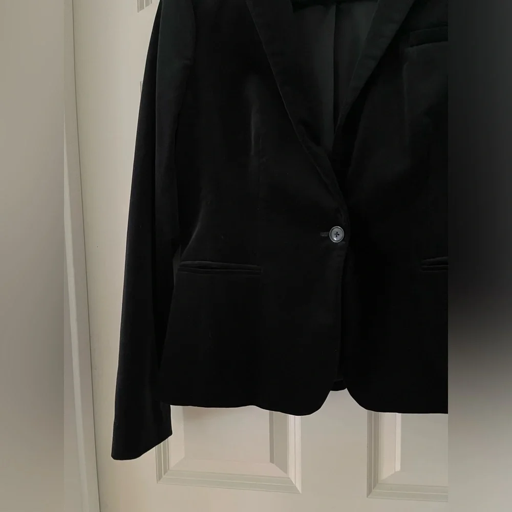 Banana Republic Classic Velvet Black Blazer Solid Single Button-formal dressy 10
